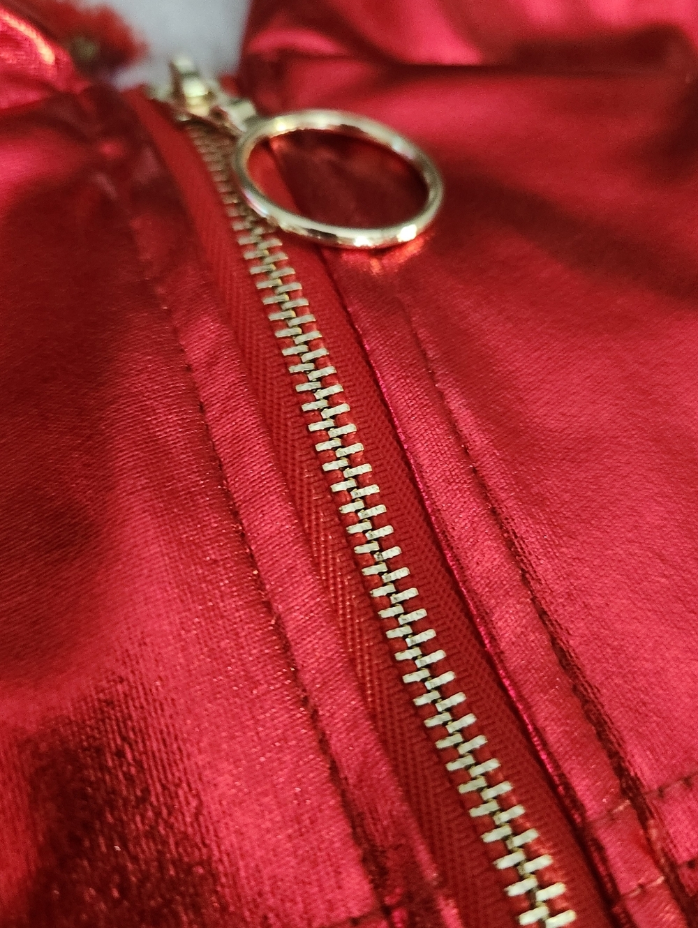 Daisy Metallic Red Zip-Front Crop Top - Picture 5 of 6